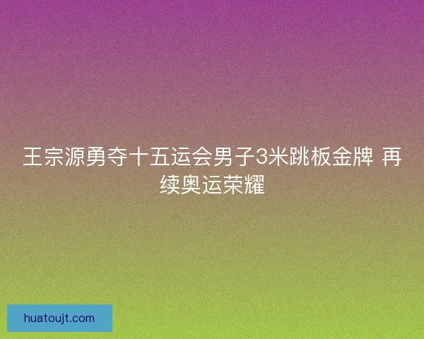 王宗源勇夺十五运会男子3米跳板金牌 再续奥运荣耀 王宗源勇夺十五运会男子3米跳板金牌 再续奥运荣耀